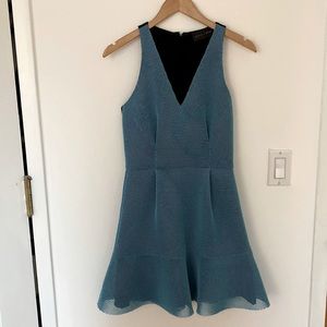 Blue and black summer dress with special textures